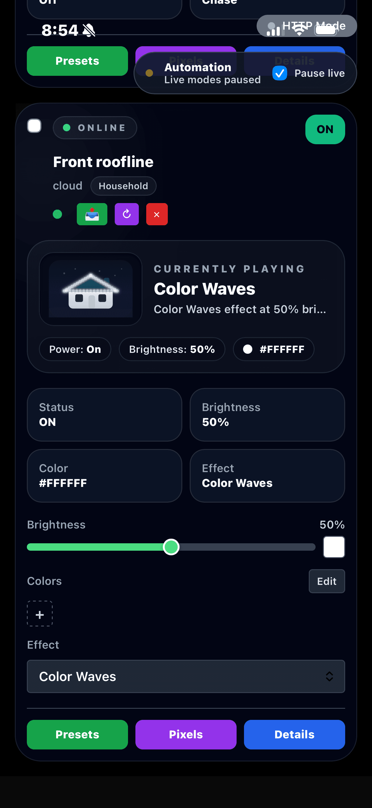 IO Cloud Control app showing schedules